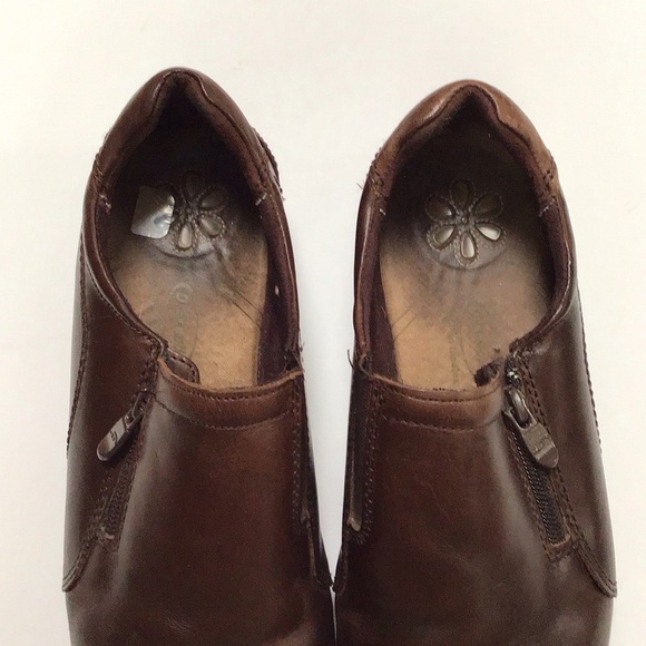 Dr Scholls Brown Tracie II Brown Leather Slip On Zip Shoes 9W - Picture 8 of 11